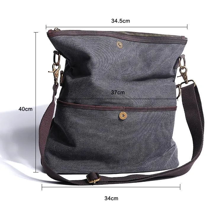 Canvas Mens 13??Side Bag Courier Bag Gray Postman Bag Messenger Bag for Men