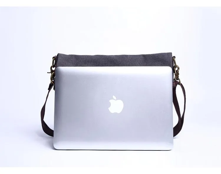 Canvas Mens 13??Side Bag Courier Bag Gray Postman Bag Messenger Bag for Men