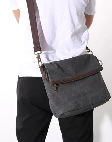 Canvas Mens 13??Side Bag Courier Bag Gray Postman Bag Messenger Bag for Men