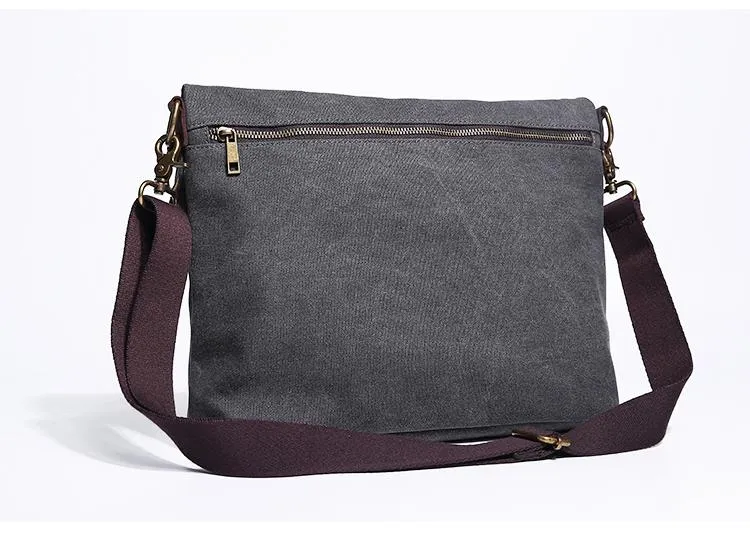 Canvas Mens 13??Side Bag Courier Bag Gray Postman Bag Messenger Bag for Men