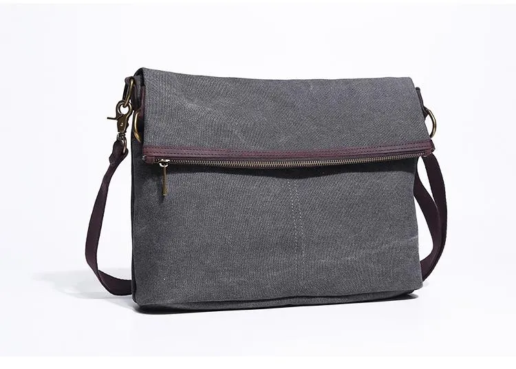 Canvas Mens 13??Side Bag Courier Bag Gray Postman Bag Messenger Bag for Men