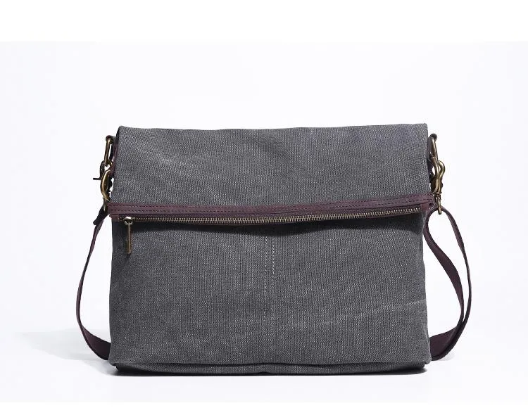 Canvas Mens 13??Side Bag Courier Bag Gray Postman Bag Messenger Bag for Men