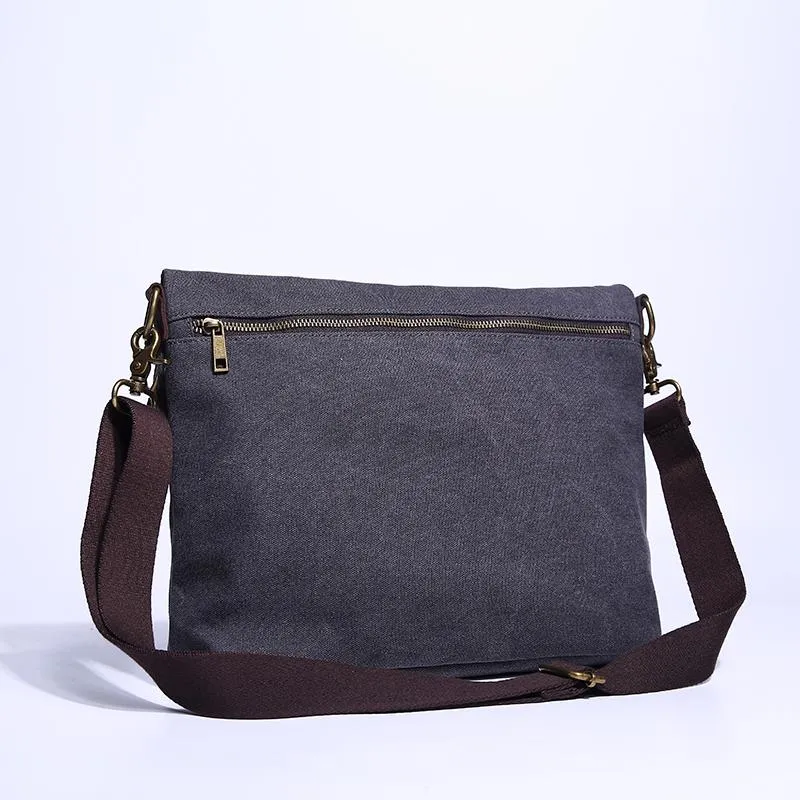 Canvas Mens 13??Side Bag Courier Bag Gray Postman Bag Messenger Bag for Men