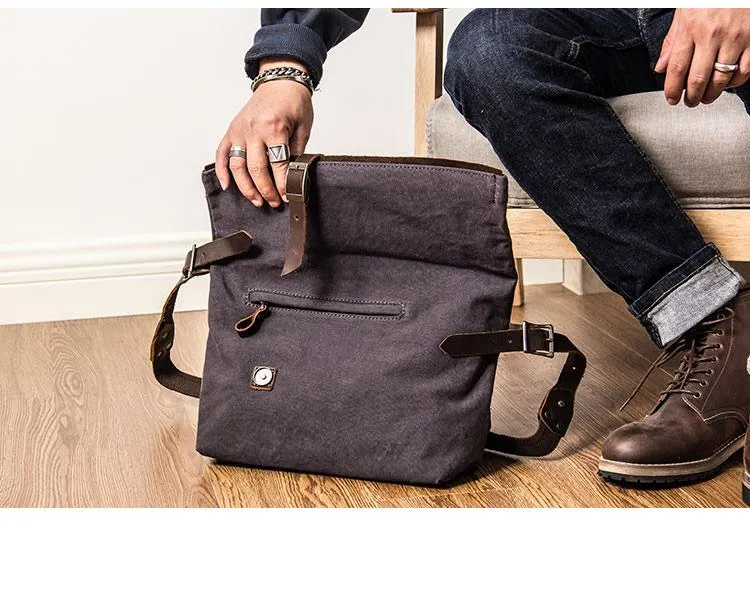 Canvas Mens Casual Beige 12???? Courier Bag Shoulder Bag Side Bag Messenger Bag for Men