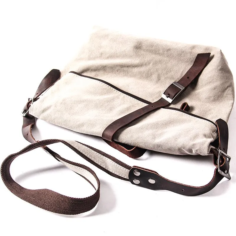 Canvas Mens Casual Beige 12???? Courier Bag Shoulder Bag Side Bag Messenger Bag for Men