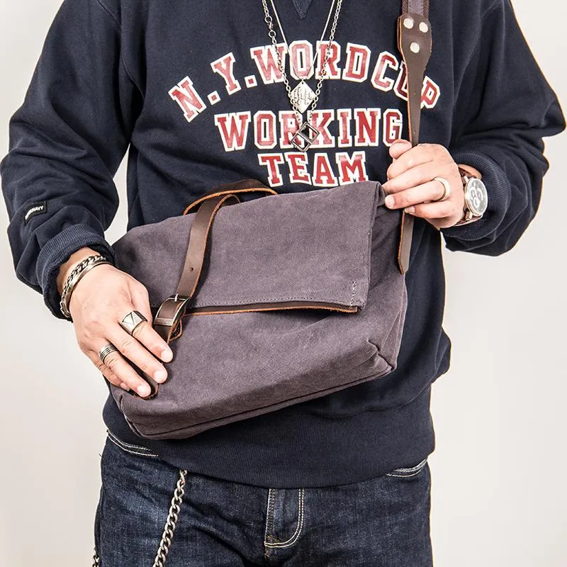Canvas Mens Casual Beige 12???? Courier Bag Shoulder Bag Side Bag Messenger Bag for Men