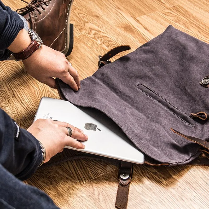 Canvas Mens Casual Beige 12???? Courier Bag Shoulder Bag Side Bag Messenger Bag for Men