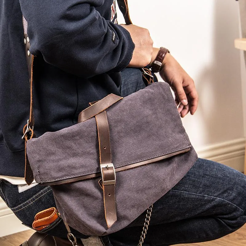 Canvas Mens Casual Beige 12???? Courier Bag Shoulder Bag Side Bag Messenger Bag for Men
