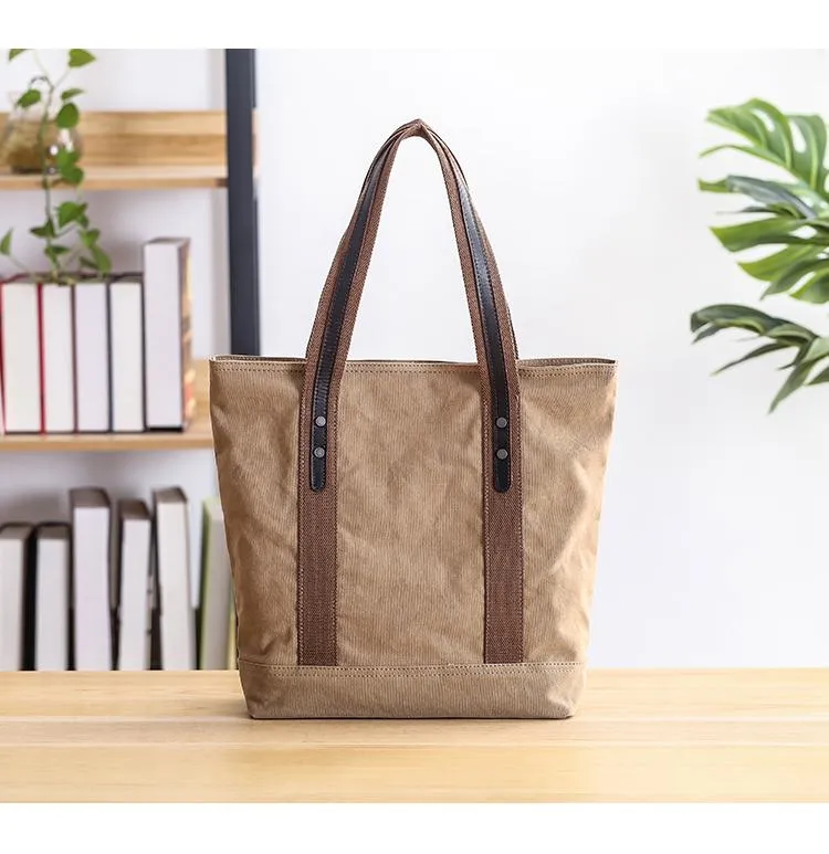 Casual Canvas Mens Womens Large 14???? Khaki Handbag Tote Bag Brown Shoulder Bag Tote Purse For Men