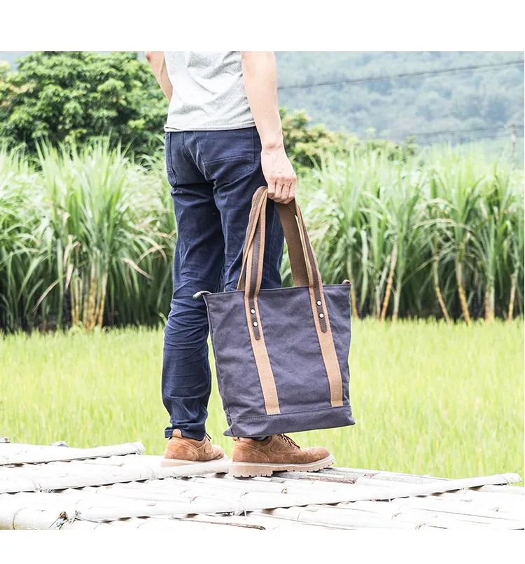 Casual Canvas Mens Womens Large 14???? Khaki Handbag Tote Bag Brown Shoulder Bag Tote Purse For Men