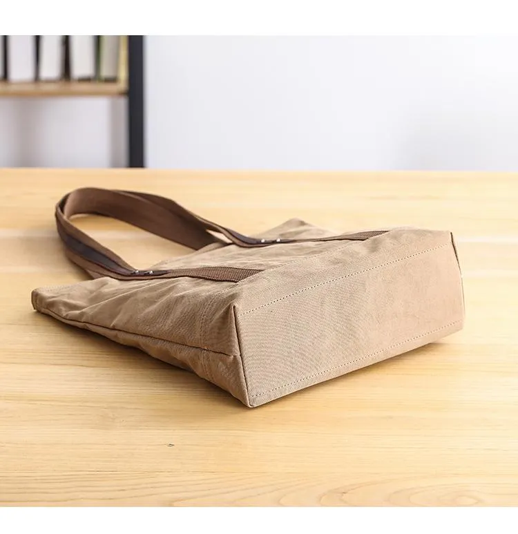Casual Canvas Mens Womens Large 14???? Khaki Handbag Tote Bag Brown Shoulder Bag Tote Purse For Men
