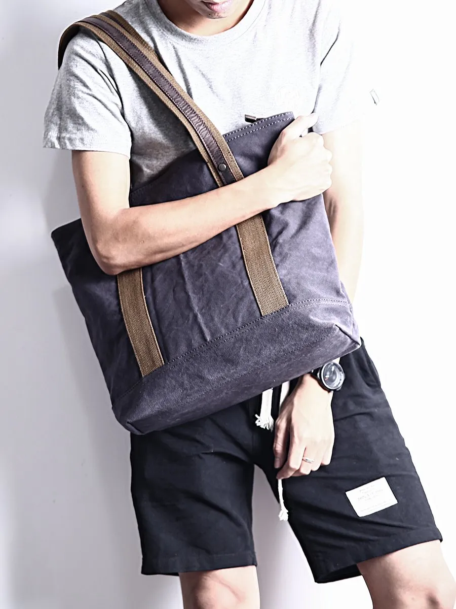 Casual Canvas Mens Womens Large 14???? Khaki Handbag Tote Bag Brown Shoulder Bag Tote Purse For Men