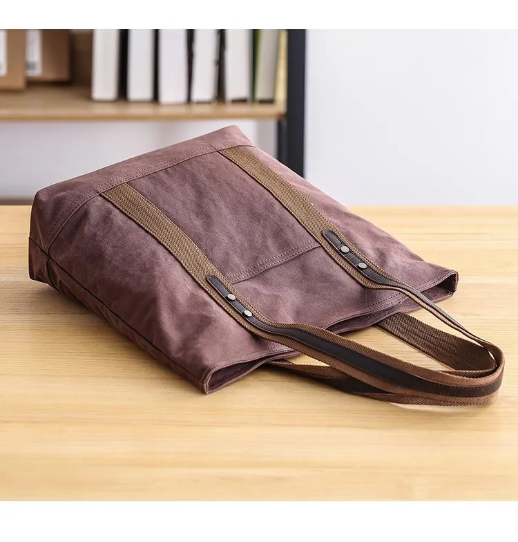 Casual Canvas Mens Womens Large 14???? Khaki Handbag Tote Bag Brown Shoulder Bag Tote Purse For Men