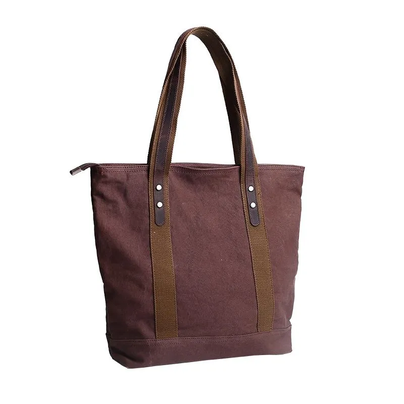 Casual Canvas Mens Womens Large 14???? Khaki Handbag Tote Bag Brown Shoulder Bag Tote Purse For Men