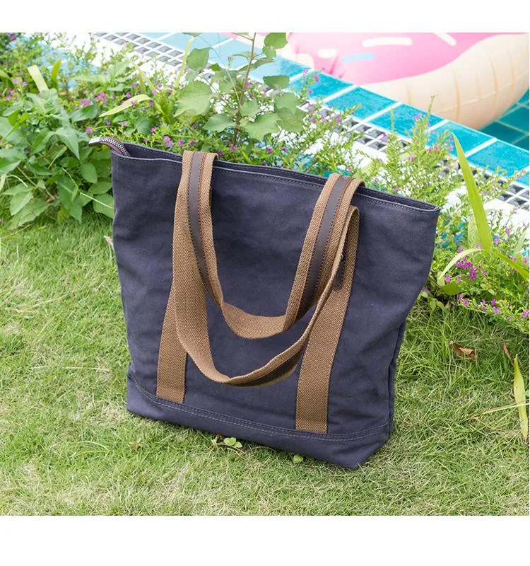 Casual Canvas Mens Womens Large 14???? Khaki Handbag Tote Bag Brown Shoulder Bag Tote Purse For Men