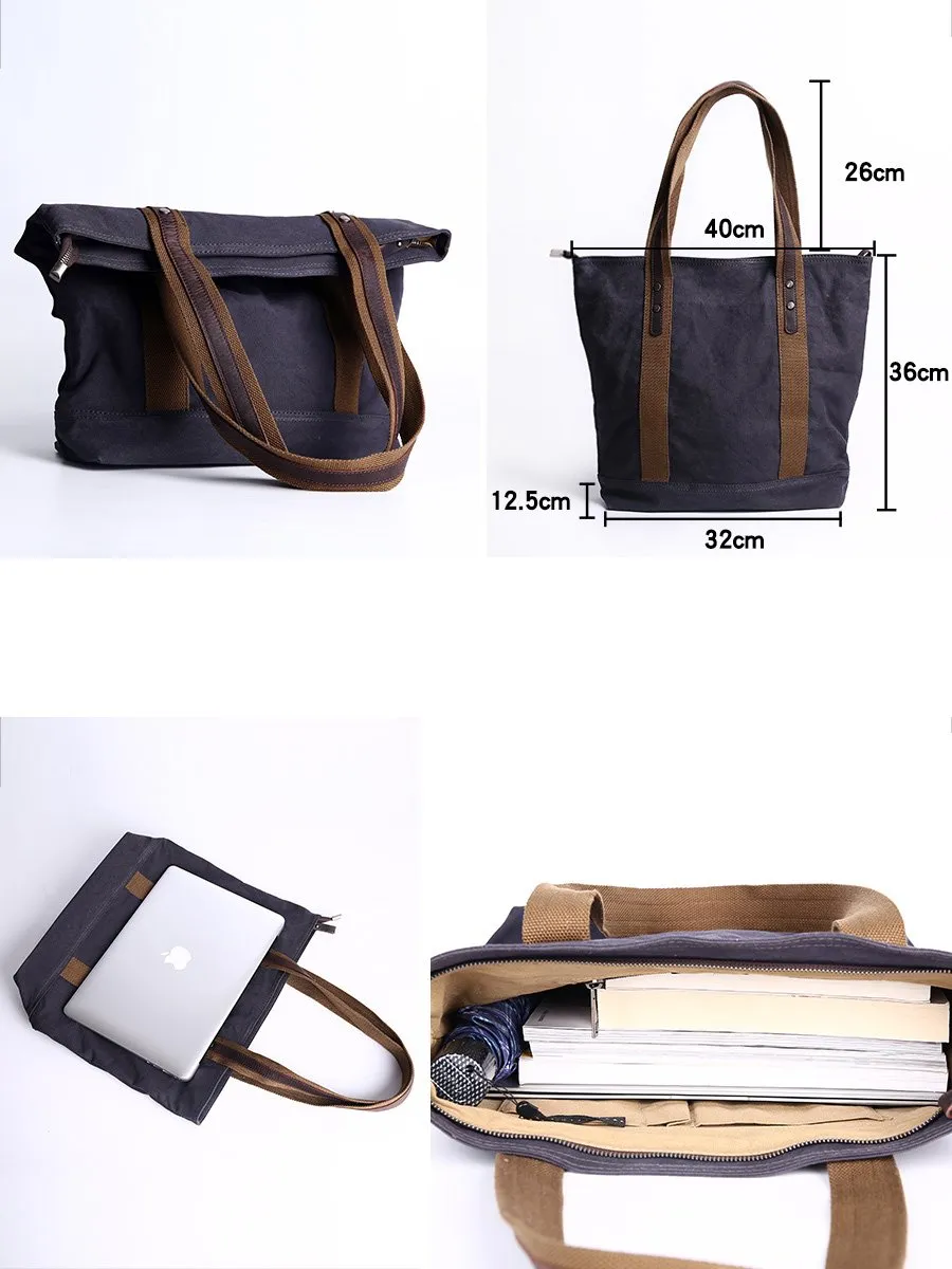 Casual Canvas Mens Womens Large 14???? Khaki Handbag Tote Bag Brown Shoulder Bag Tote Purse For Men