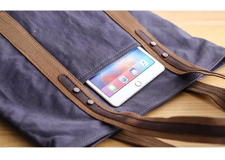 Casual Canvas Mens Womens Large 14???? Khaki Handbag Tote Bag Brown Shoulder Bag Tote Purse For Men