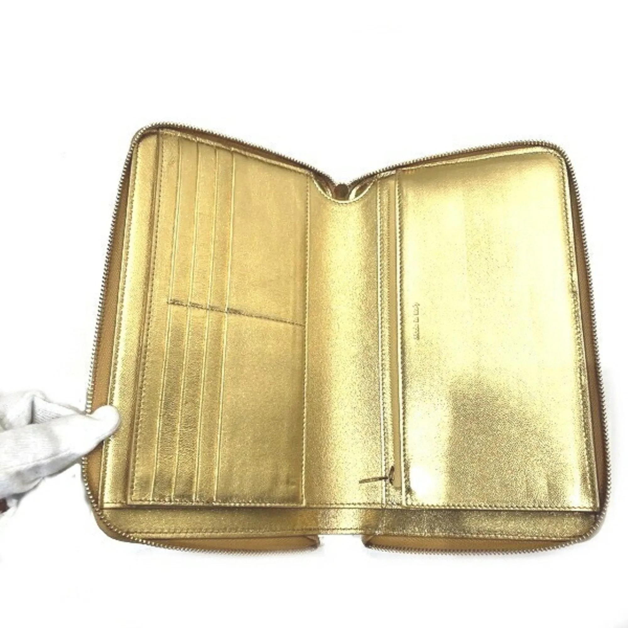 Celine gold yellow Leather Long Wallet (Bi-Fold) (Pre-Owned)