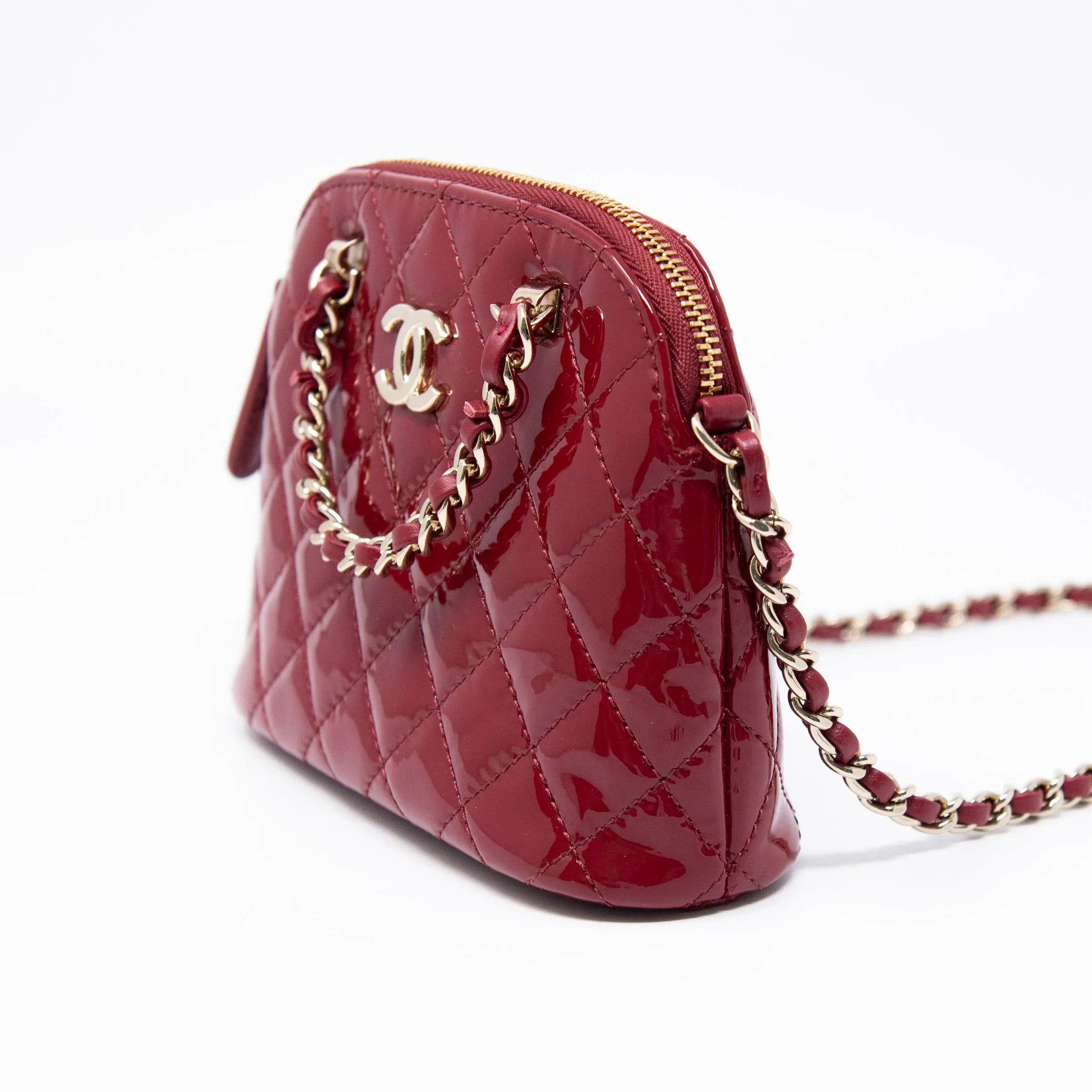 Chanel Burgundy Coco Clutch With Chain