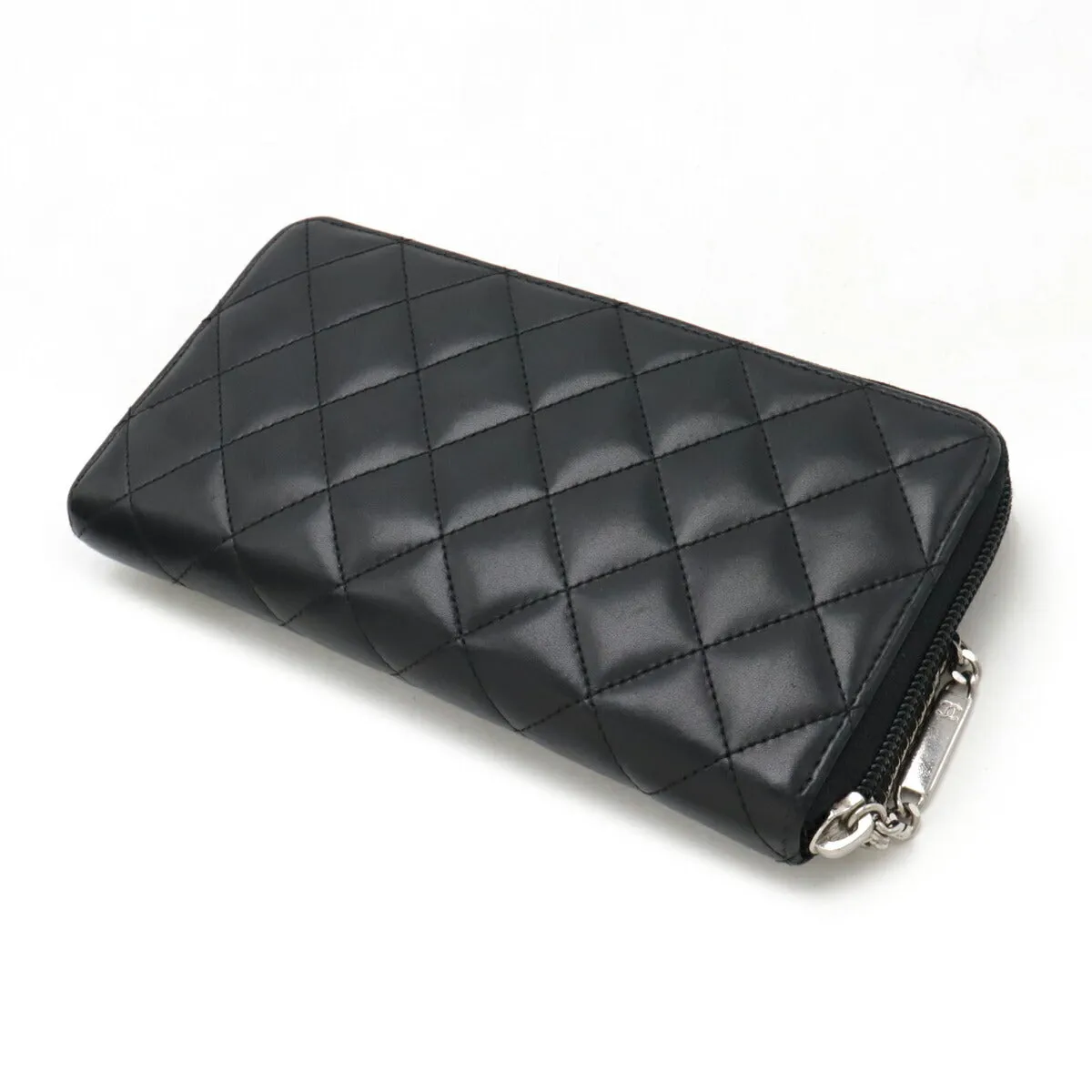 Chanel Cambon Line Leather Wallet Black Pink