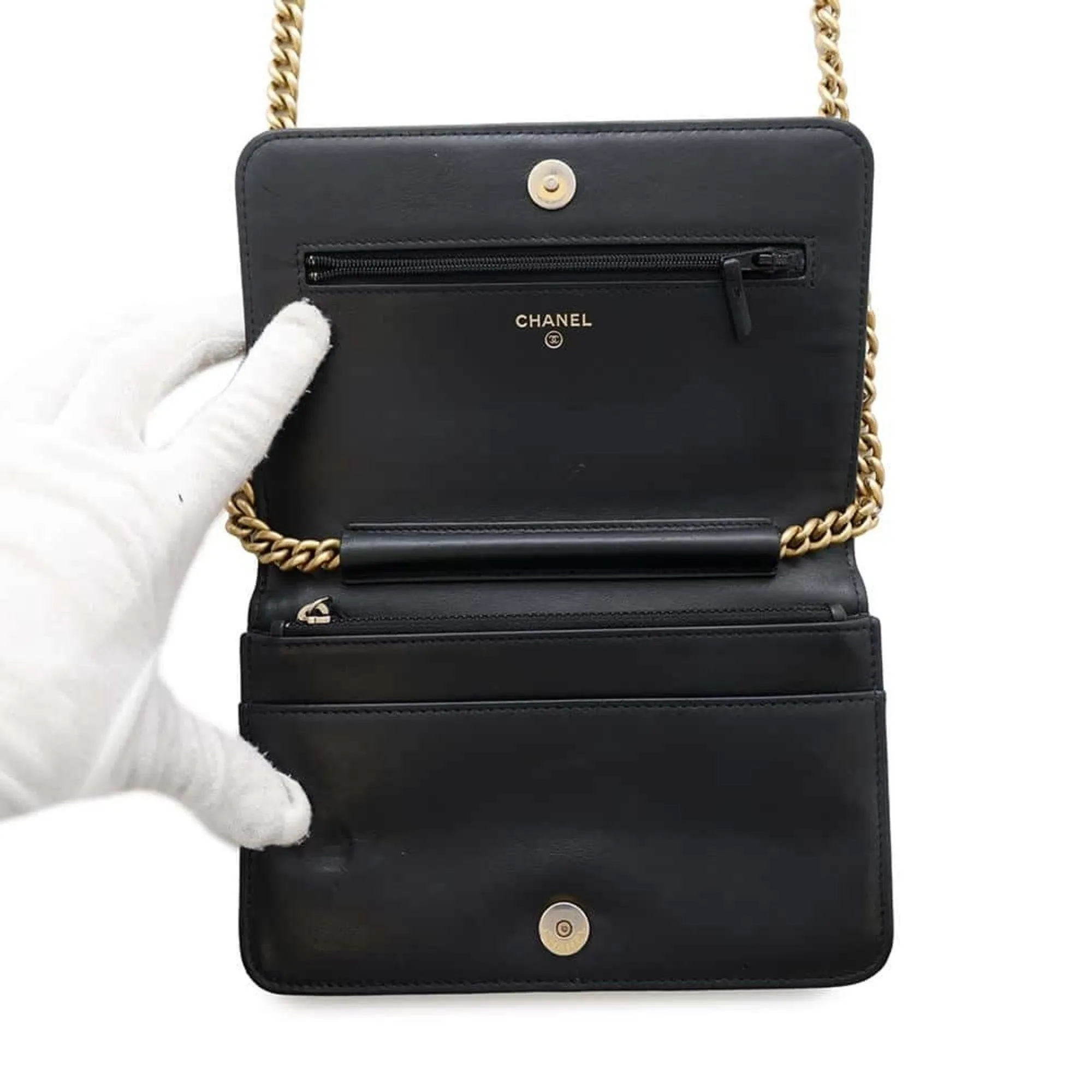 Chanel Grained Calfskin Chain/Shoulder Wallet (Pre-Owned)