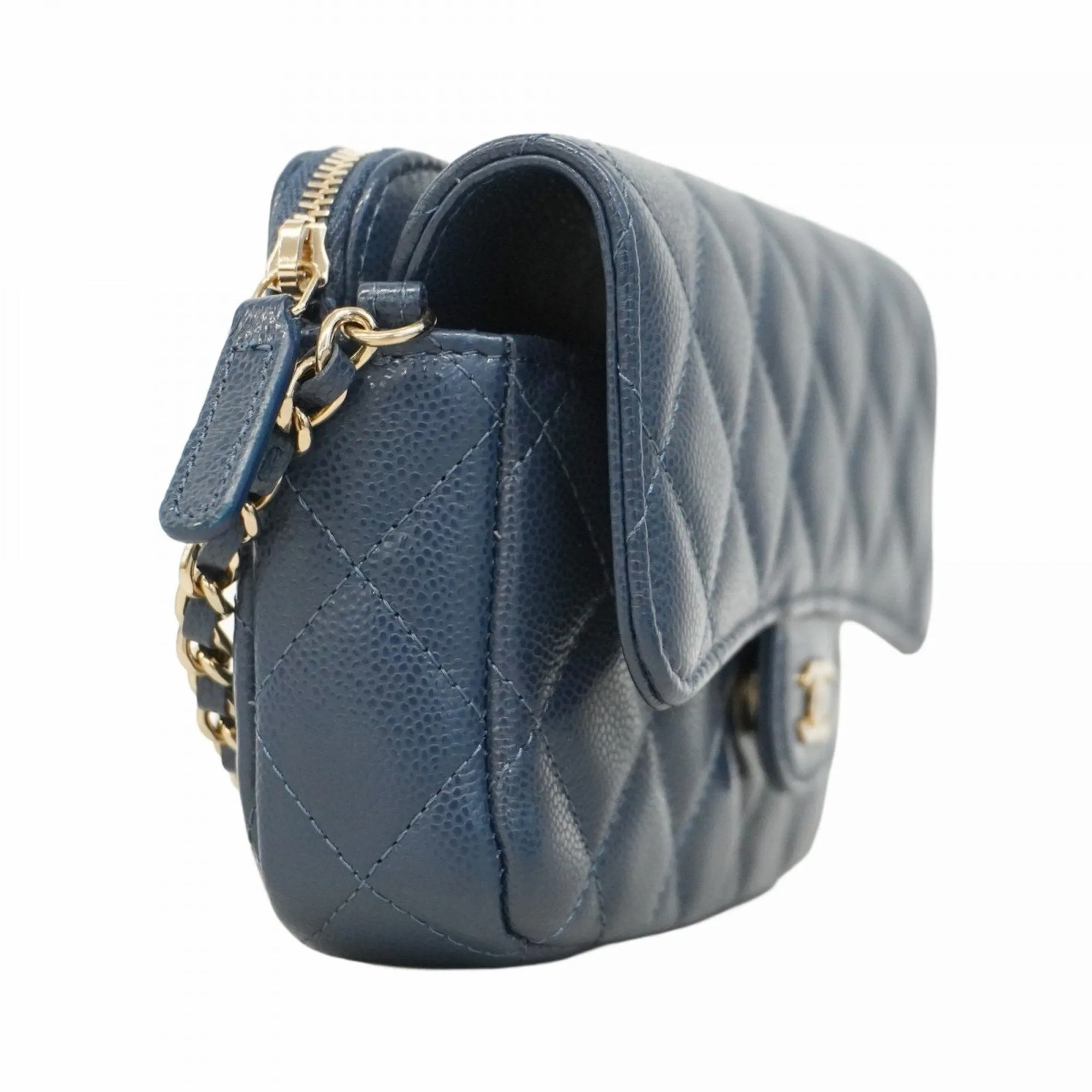 Chanel Grained Calfskin Chain/Shoulder Wallet (Pre-Owned)