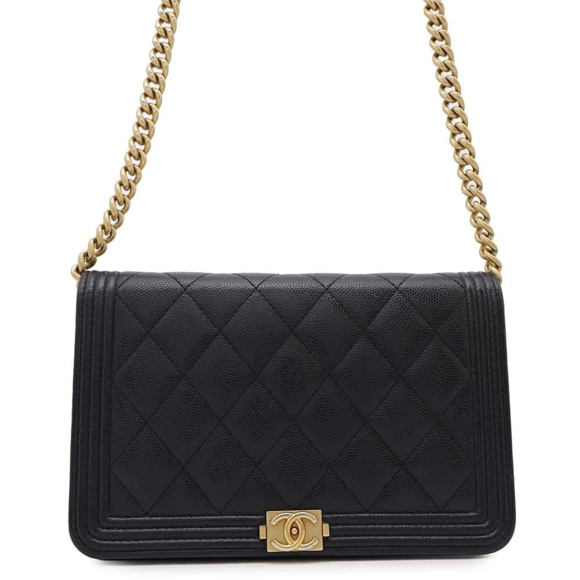 Chanel Grained Calfskin Chain/Shoulder Wallet (Pre-Owned)