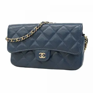 Chanel Grained Calfskin Chain/Shoulder Wallet (Pre-Owned)