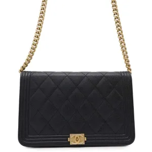 Chanel Grained Calfskin Chain/Shoulder Wallet (Pre-Owned)