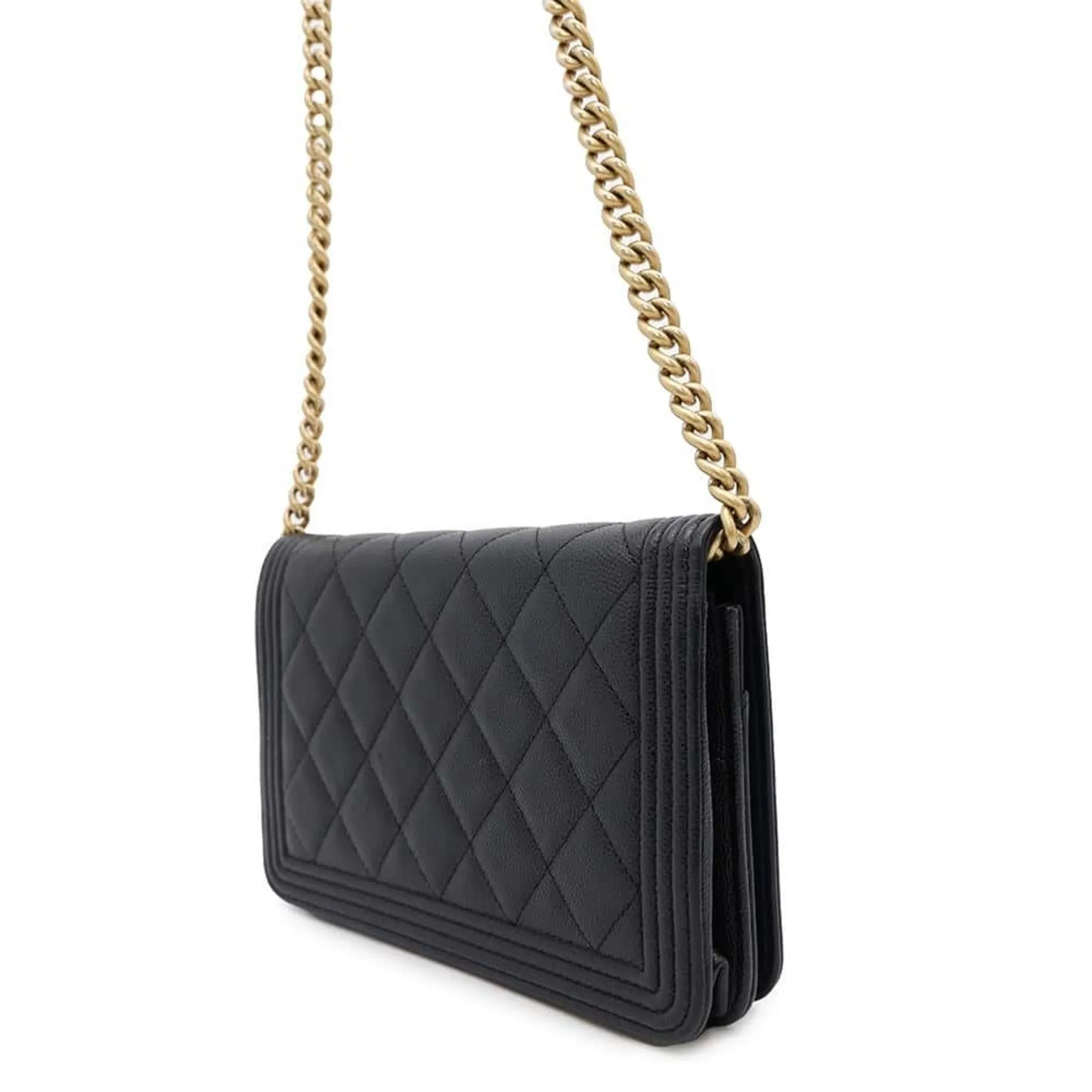Chanel Grained Calfskin Chain/Shoulder Wallet (Pre-Owned)