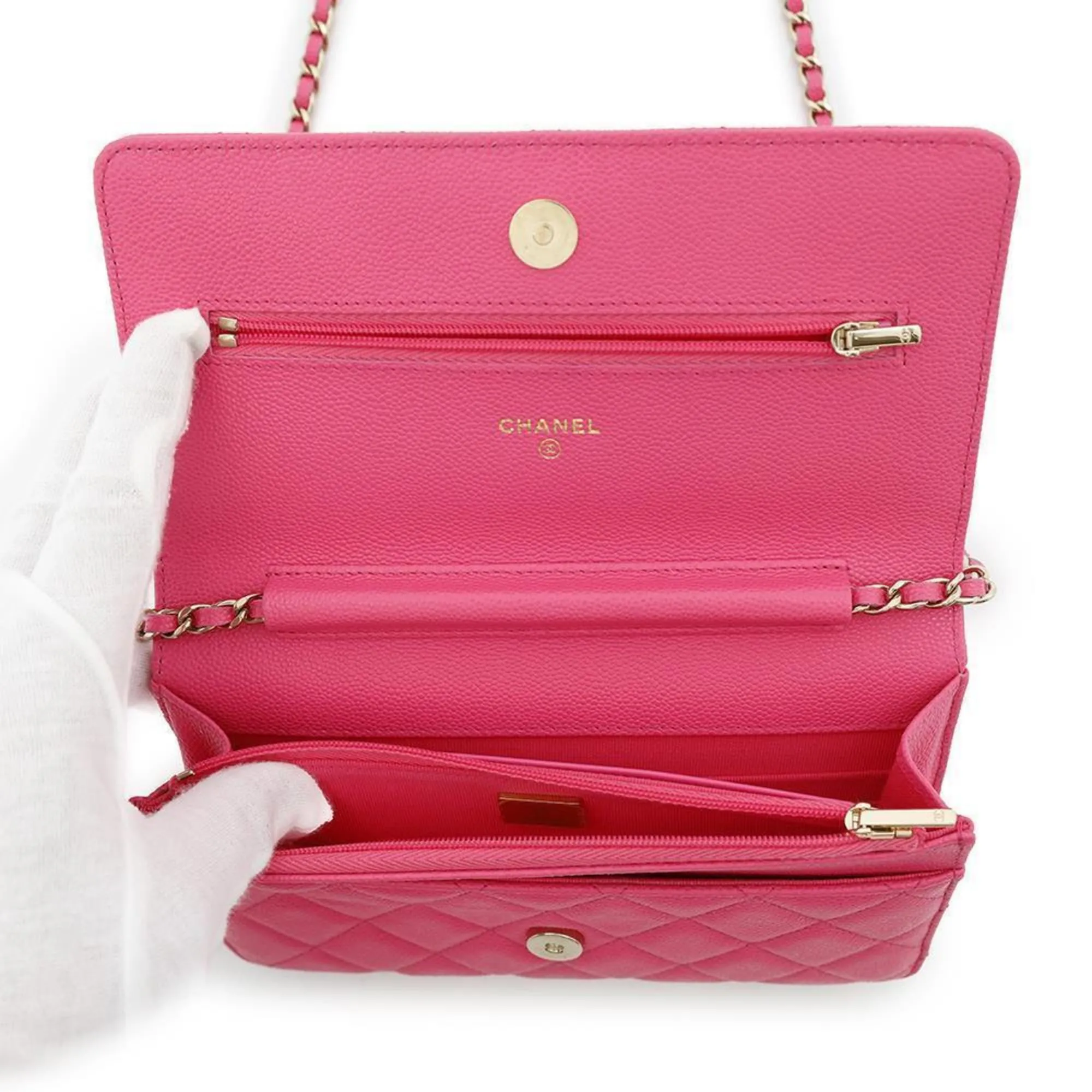 Chanel Grained Calfskin Chain/Shoulder Wallet (Pre-Owned)