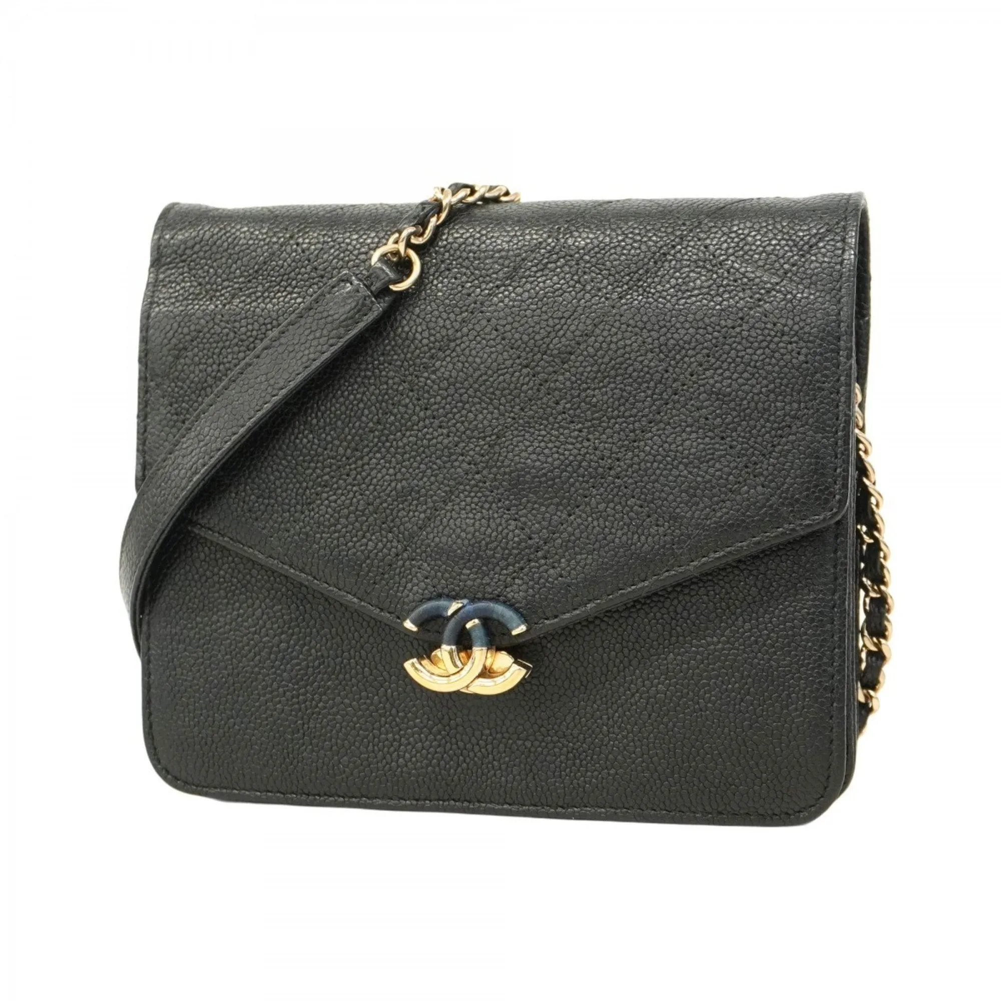 Chanel Grained Calfskin Chain/Shoulder Wallet (Pre-Owned)