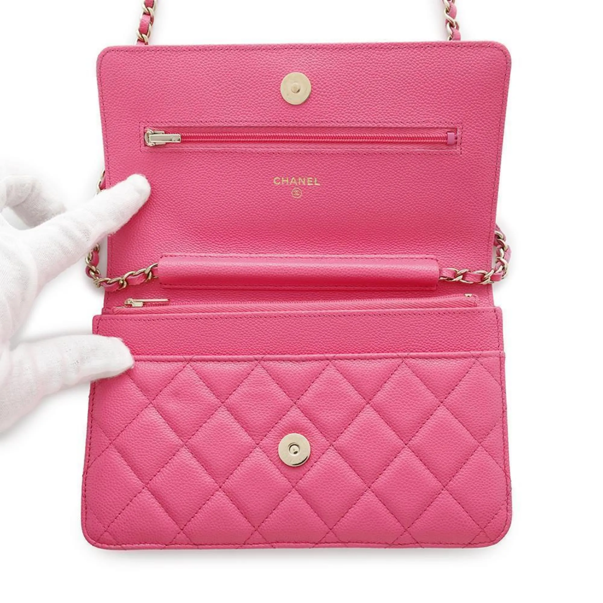 Chanel Grained Calfskin Chain/Shoulder Wallet (Pre-Owned)