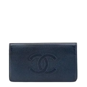 Chanel Grained Calfskin Long Wallet (Bi-Fold) (Pre-Owned)