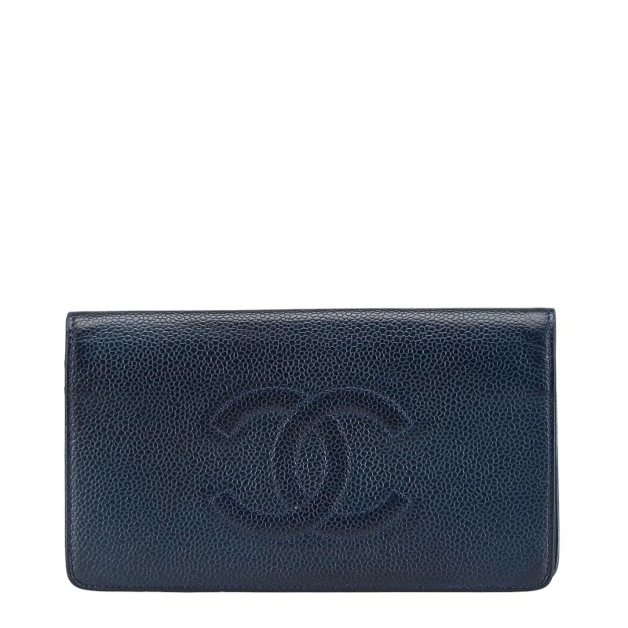 Chanel Grained Calfskin Long Wallet (Bi-Fold) (Pre-Owned)