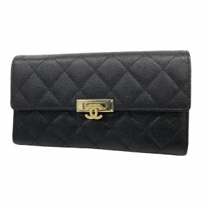 Chanel Grained Calfskin Long Wallet (Bi-Fold) (Pre-Owned)