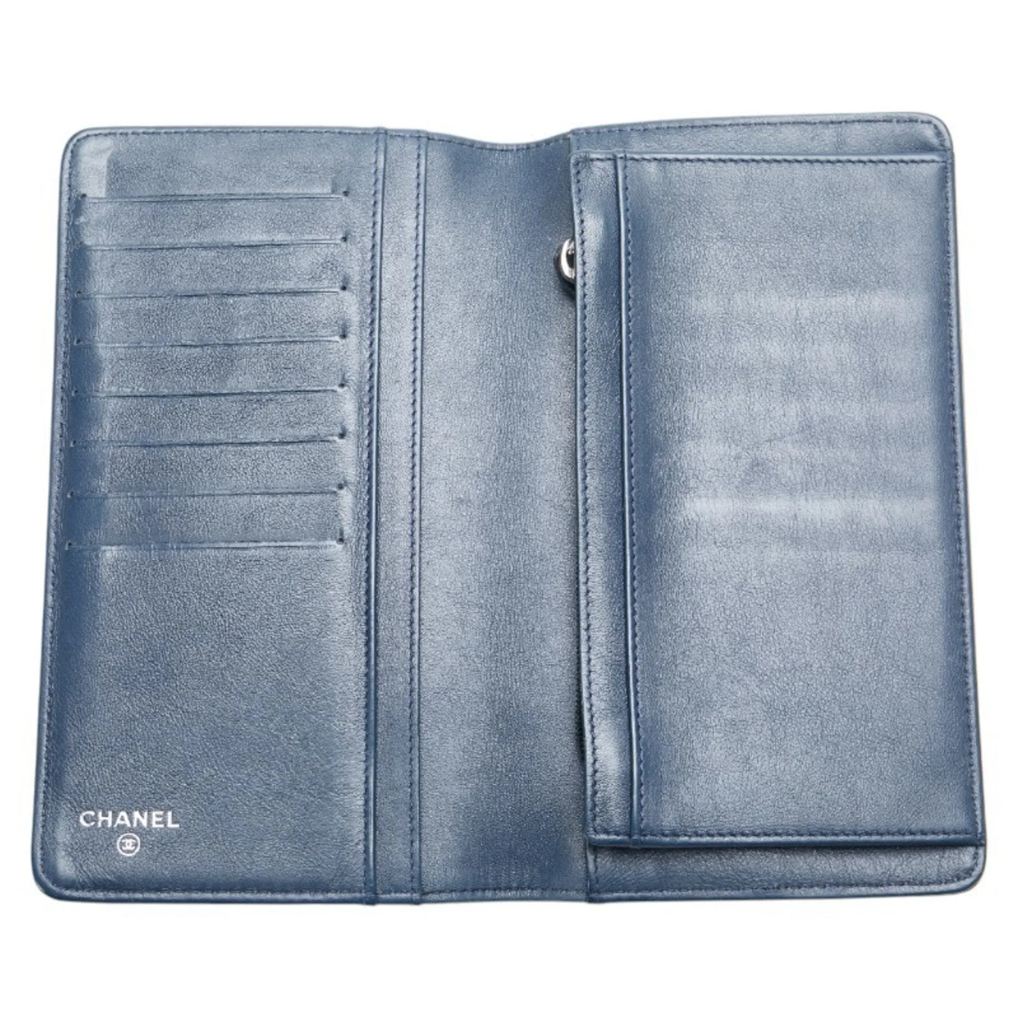 Chanel Grained Calfskin Long Wallet (Bi-Fold) (Pre-Owned)