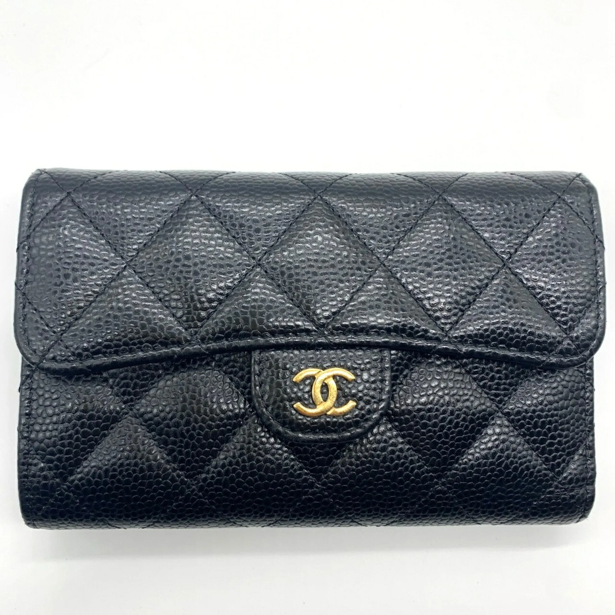 Chanel Grained Calfskin Wallet (Tri-Fold) (Pre-Owned)