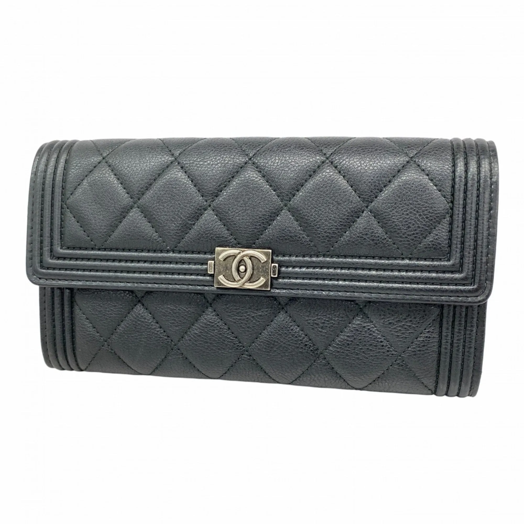 Chanel Leather Long Wallet (Bi-Fold) (Pre-Owned)