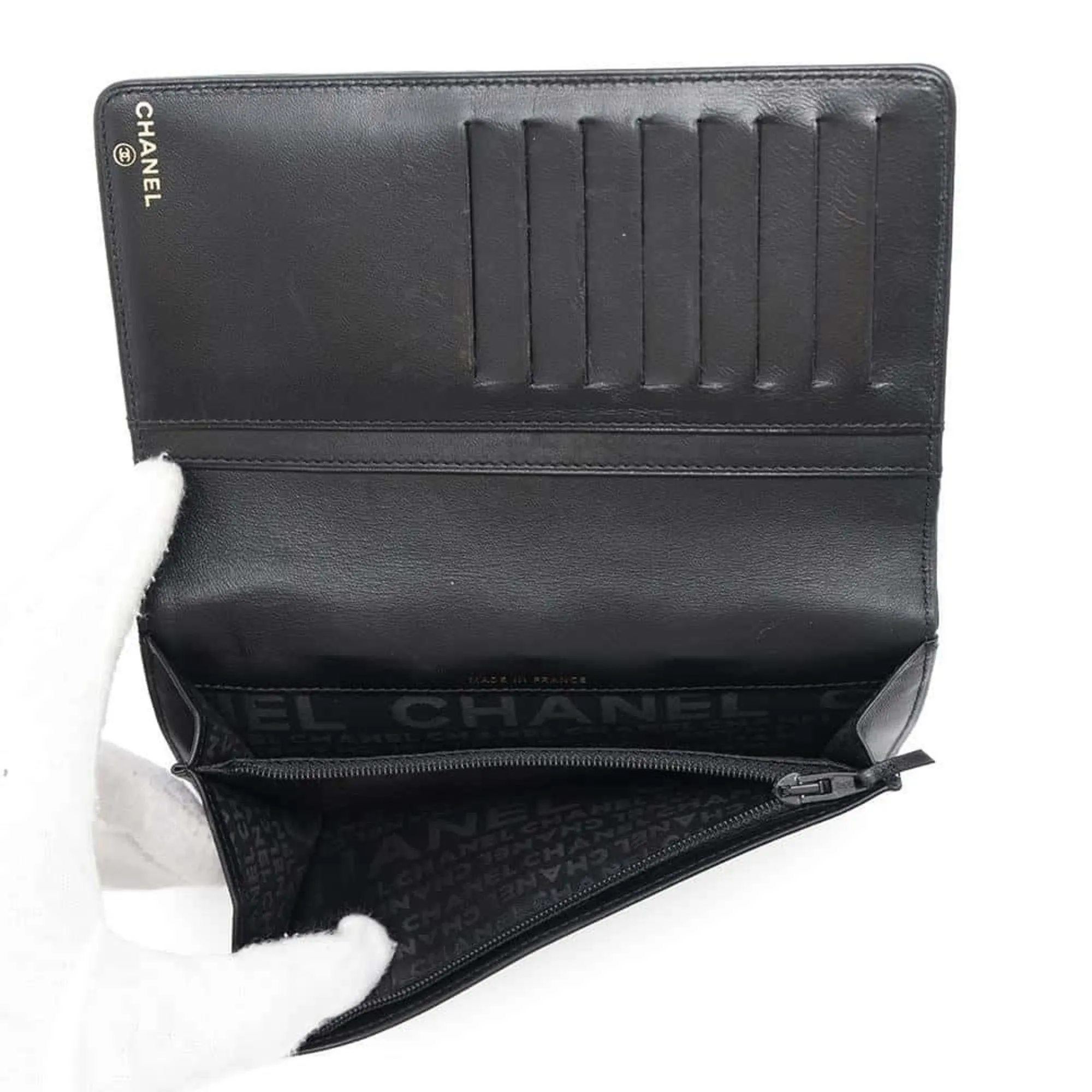 Chanel Leather Long Wallet (Bi-Fold) (Pre-Owned)