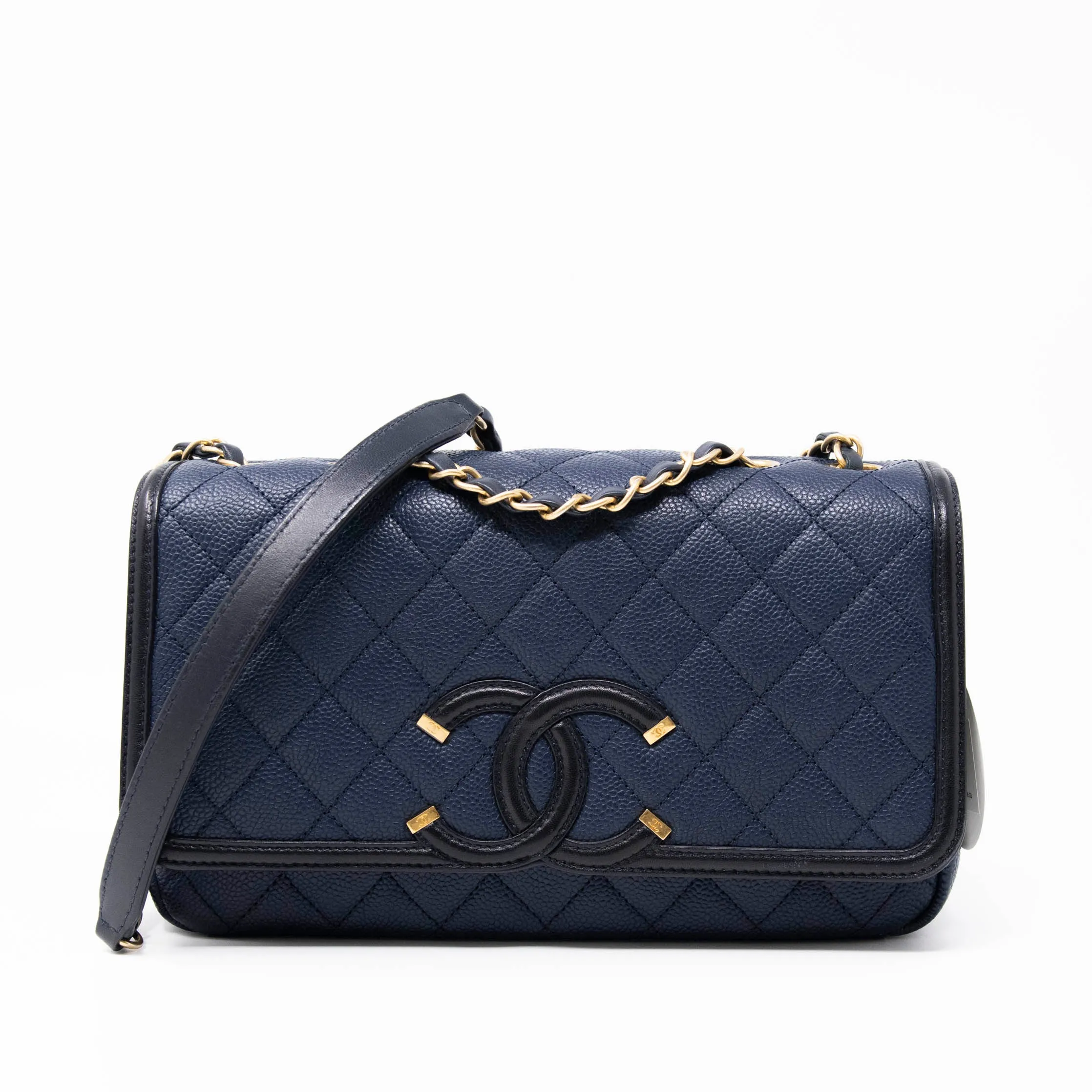 Chanel Navy Blue Medium Filigree Flap