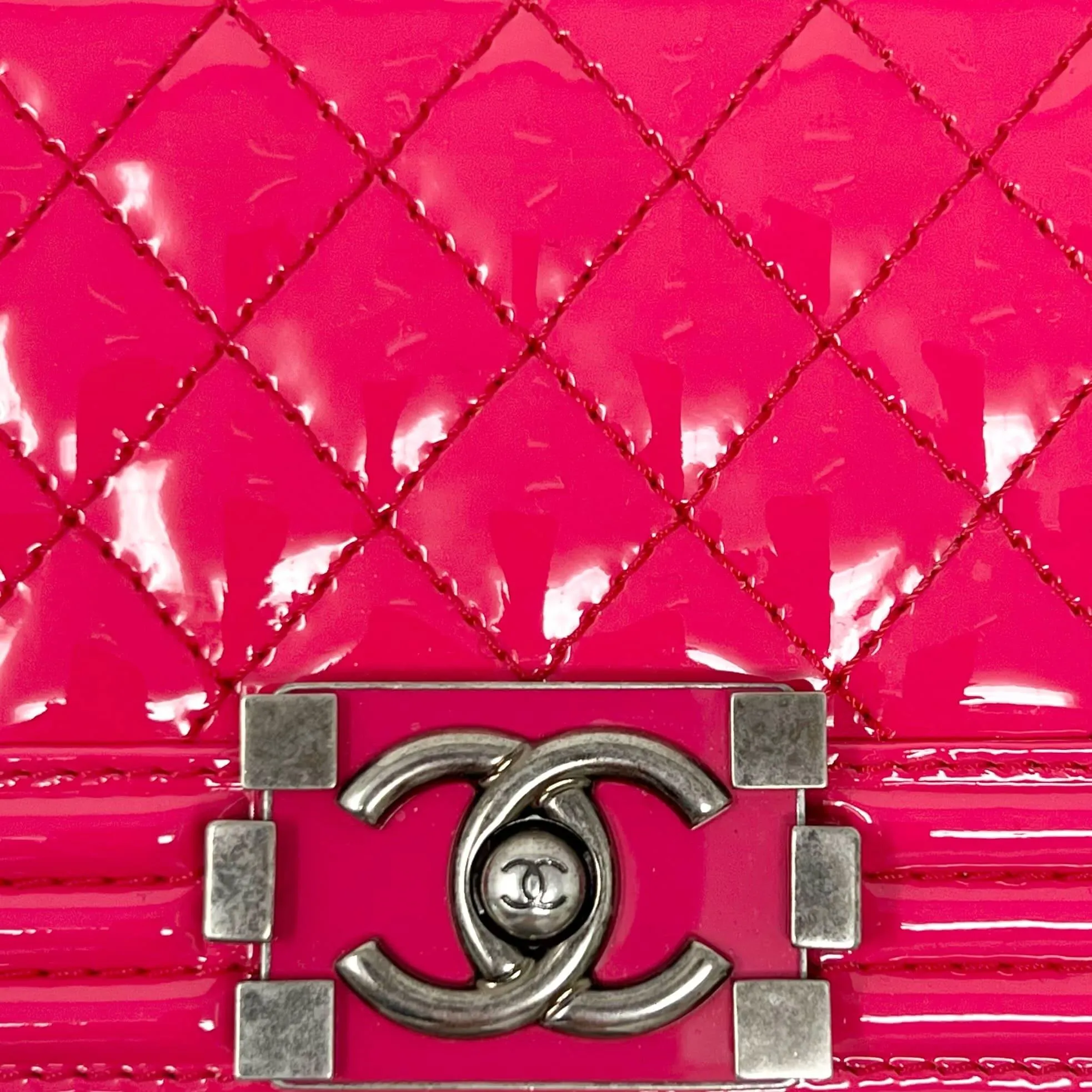 Chanel Pink Patent Small Boy Bag
