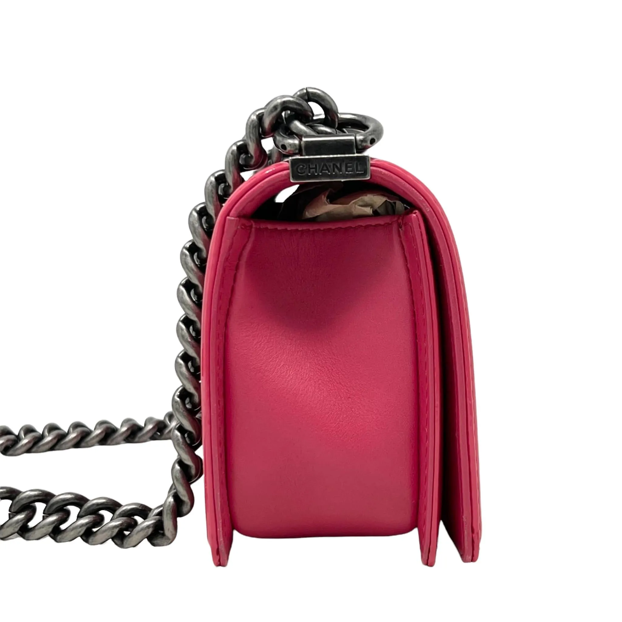 Chanel Pink Patent Small Boy Bag
