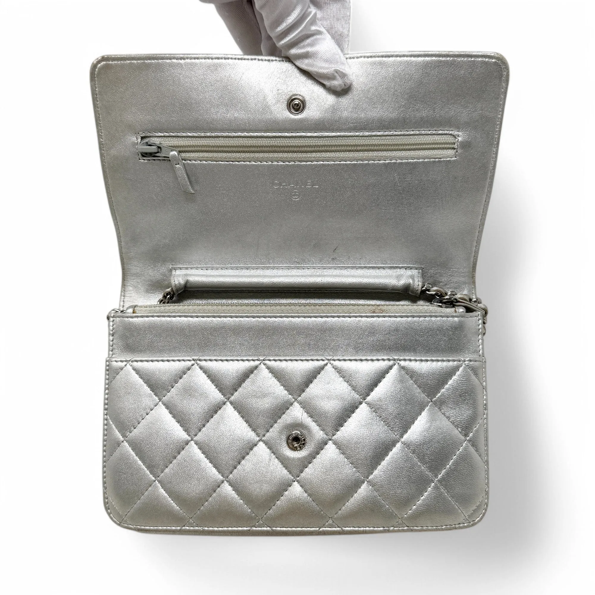 Chanel Silver Wallet On Chain