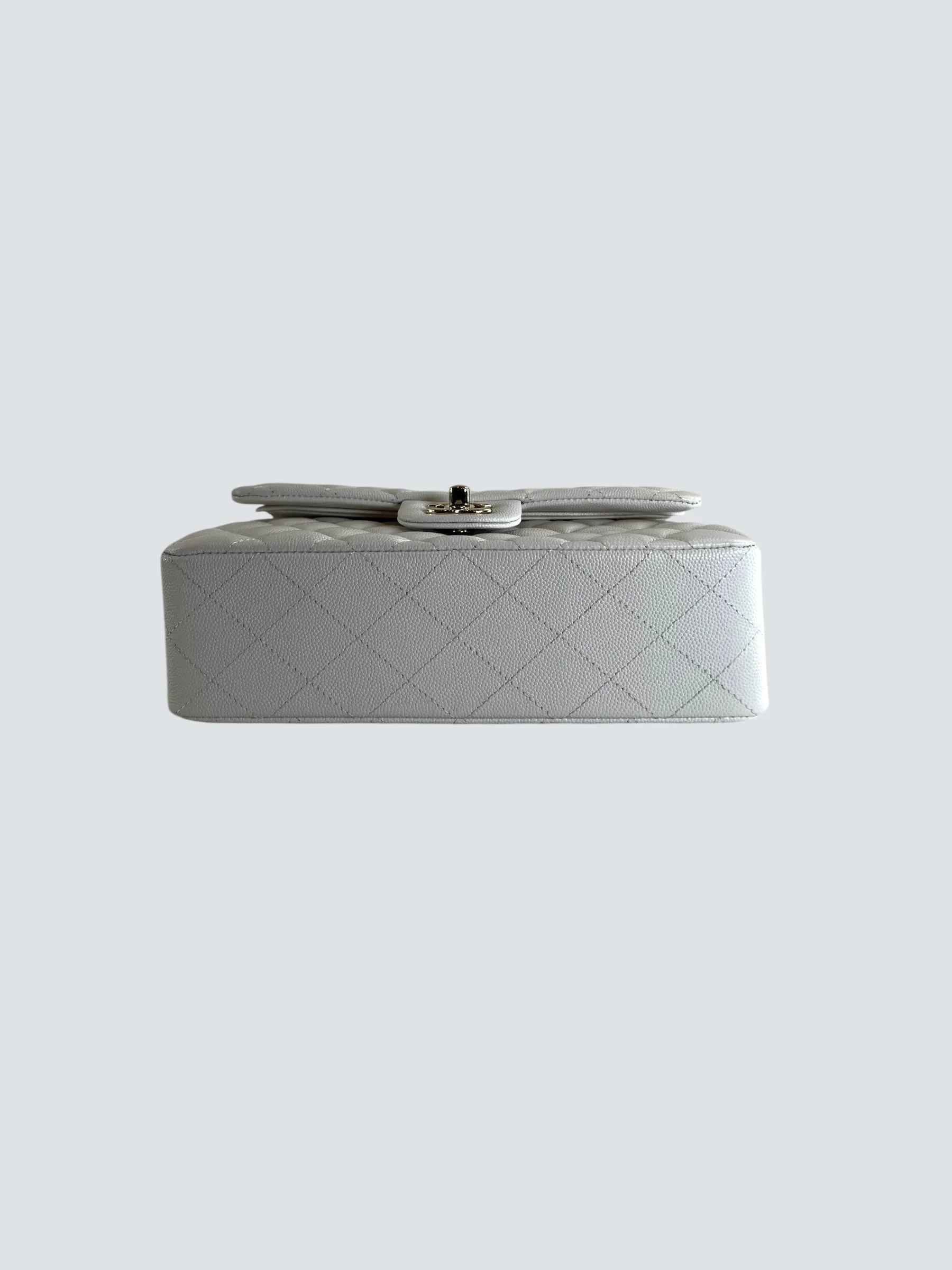 Chanel White Caviar Leather Small Double Flap