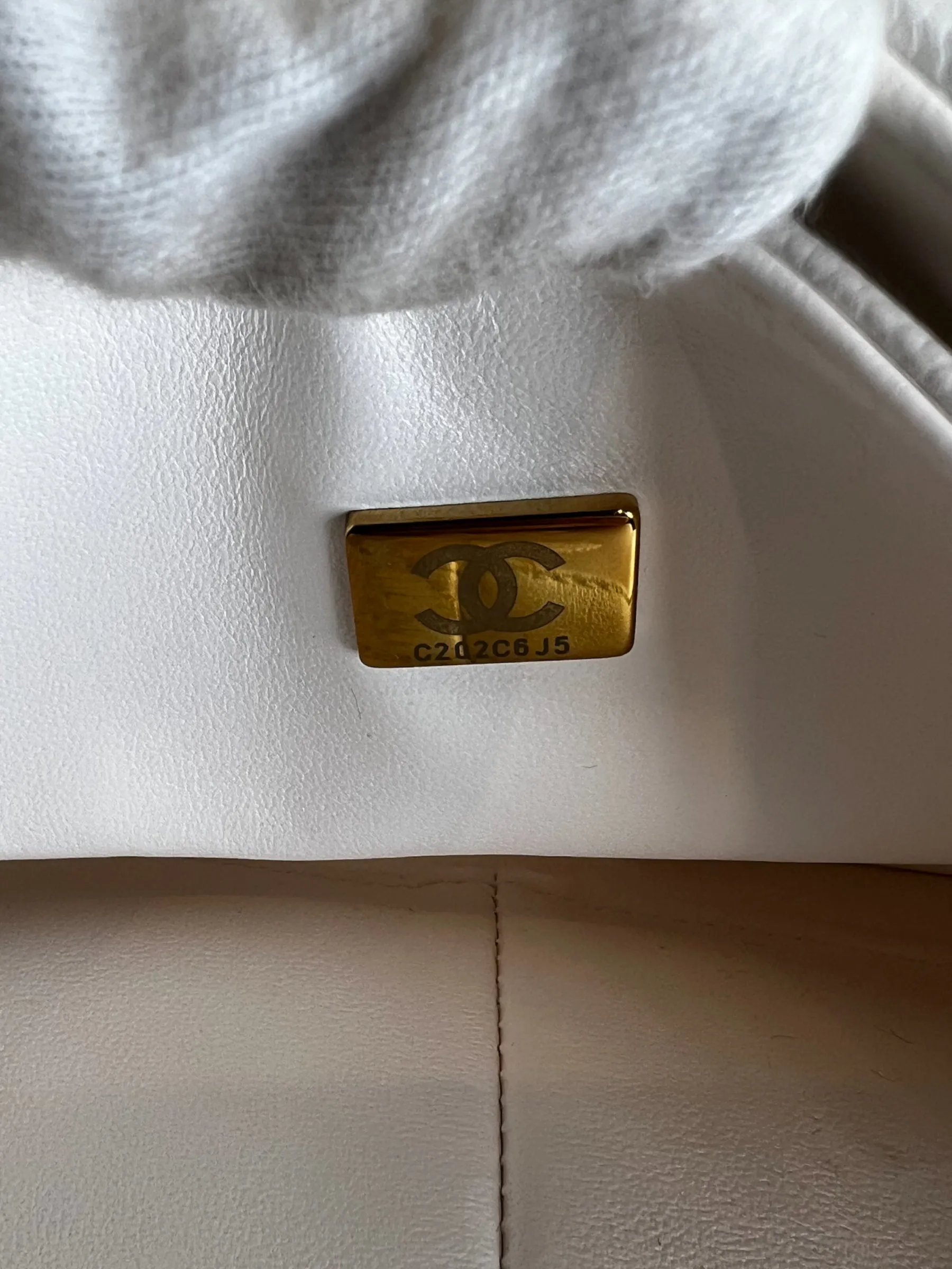 Chanel White Caviar Leather Small Double Flap