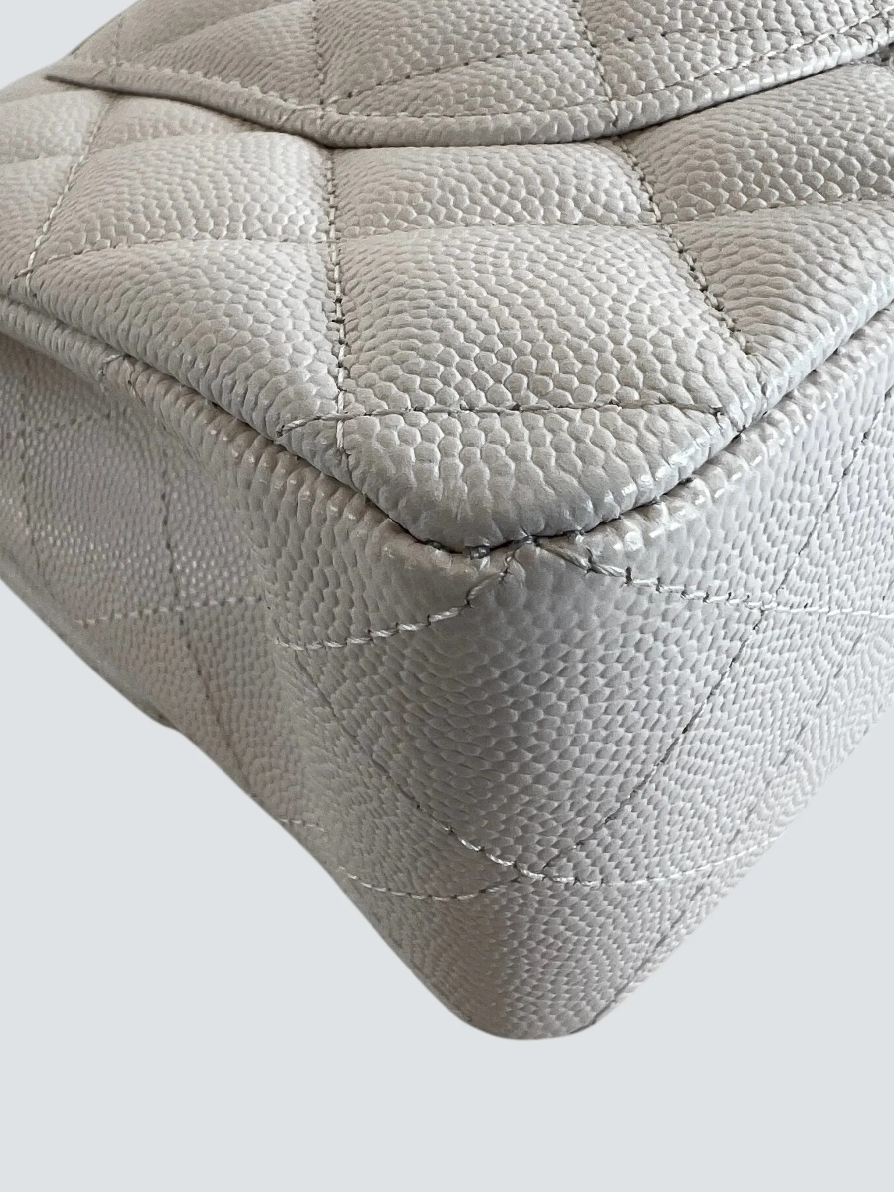 Chanel White Caviar Leather Small Double Flap