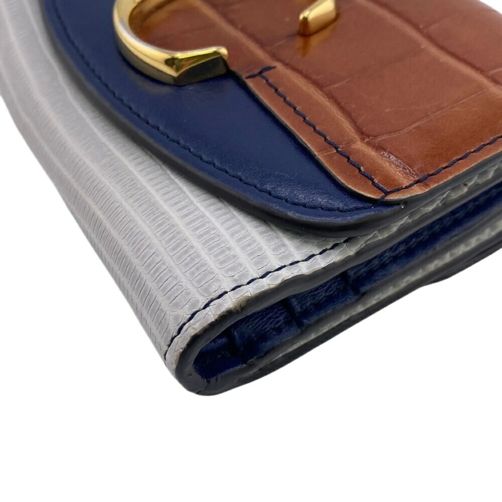 Chlo Navy Leather Wallet (Tri-Fold) (Pre-Owned)