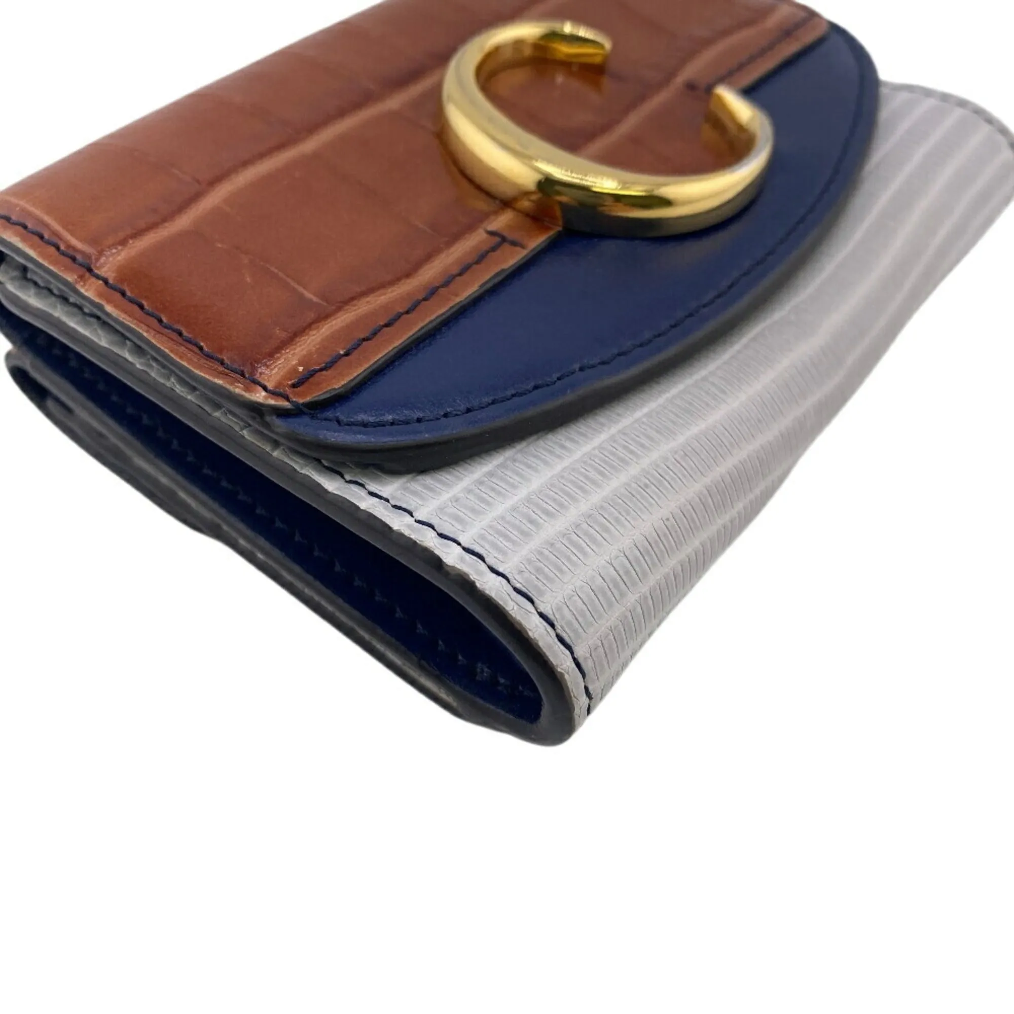 Chlo Navy Leather Wallet (Tri-Fold) (Pre-Owned)