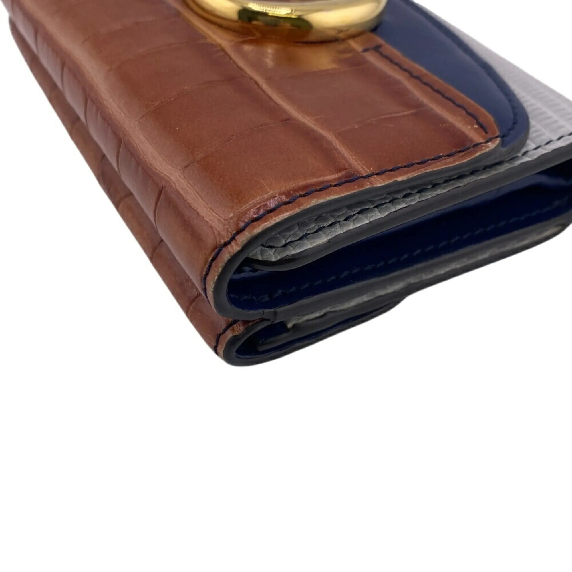 Chlo Navy Leather Wallet (Tri-Fold) (Pre-Owned)